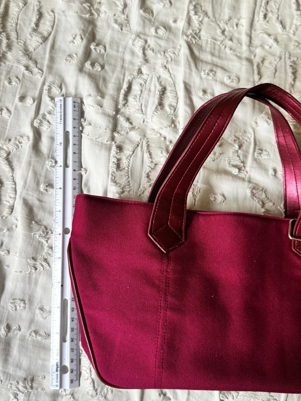 Victoria's Secret Burgundy Satin-Trim Tote